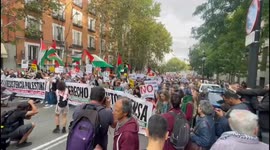 Spaniards Stage Pro-Palestinian Protest in Madrid, Spain