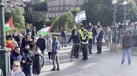 Pro-Palestine activists stage protest at The Mound, Edinburgh, UK