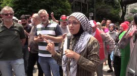 Journalist Souad Doklaijah Talks at Demonstration in Support of Palestine in Sao Paulo, Brazil