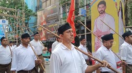 RSS Members Conduct Route March in Kolkata, West Bengal, India