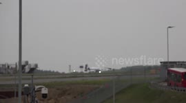 Aircraft departs Luton after airport reopens following car park fire in Luton, UK