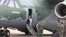 Brazilian repatriates are disembarked at the Sao Paulo Air Base (BASP), in Guarulhos, Brazil