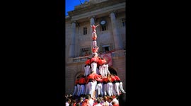 Pde8fm by Joves Xiquets de Valls during Mercè Festival 2023 in Barcelona.
