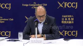 Waleed Siam Palestinian ambassador to Japan speaks during a news conference at The Foreign Correspondents' Club of Japan (FCCJ)
