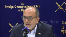 Waleed Siam Palestinian ambassador to Japan speaks during a news conference at The Foreign Correspondents' Club of Japan (FCCJ)