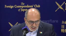 Waleed Siam Palestinian ambassador to Japan speaks during a news conference at The Foreign Correspondents' Club of Japan (FCCJ)