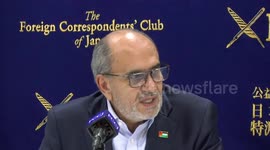 Waleed Siam Palestinian ambassador to Japan speaks during a news conference at The Foreign Correspondents' Club of Japan (FCCJ)