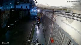 Transformer explodes in front of house CCTV