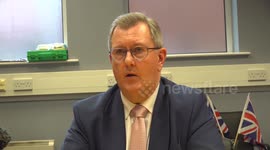 Sir Jeffrey Donaldson about funding for the Casement Park stadium in west Belfast, UK