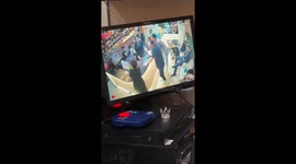 Baby hilariously photobombs CCTV monitor