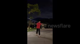 Man Performing Stick Martial Arts in Wenzhou, Zhejiang, China