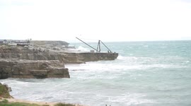 Waves crash against Dorset coast as Storm Babet approaches UK