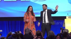 Humza Yousaf and his wife Nadia El-Nakla receive standing ovation at SNP conference in Aberdeen, UK