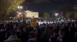 Pro-Palestinian rally outside White House amid accusations Israel bombed a hospital