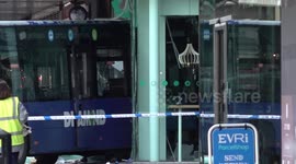 Bus crashes into cafe in Manchester, UK