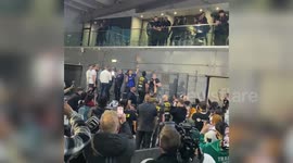 Footage of KSI, Tommy Fury, and John Fury before KSI and Tommy Fury's fight on Saturday in Manchester, UK