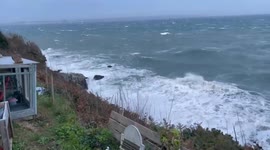 UK: Storm Babet Brings Strong Winds Causing Rough Waves Along Coastline