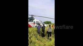 Helicopter forced to land in paddy field due to malfunction in southern China