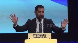 Humza Yousaf opens conference speech with emotional words on the conflict in Israel and Gaza in Aberdeen, UK