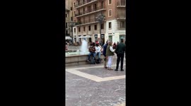 Man Slips After Fountain Dip