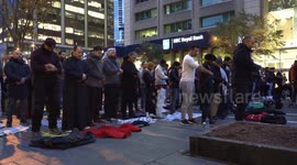 Hundreds pray in the streets of downtown Toronto for those dead and suffering in Palestine due to war with Israel