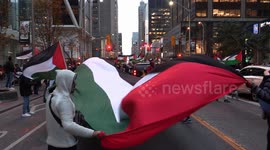 Pro-Palestine rally blocks road outside Israeli consulate in Toronto