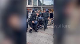 Palestine protester arrested by riot police in Frankfurt, German