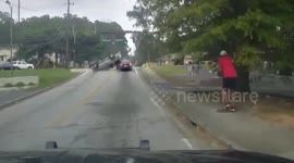 Moment Cop Saves Elderly Victim After SUV Toppled Onto Side In Clayton County, GA, USA
