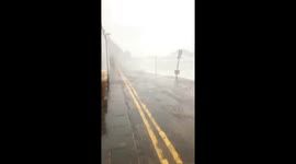 Storm Babet leads to high waves at Stonehaven Harbour in Aberdeenshire, October 2023.