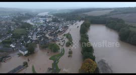 Drone footage of Brechin, the Scottish town submerged by Storm Babet floods