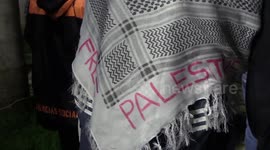 Pro-Palestinian demonstration in city's downtown in Sao Paulo, Brazil