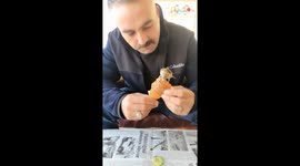 Turkish man starts his day alongside his chirp-tastic breakfast buddy