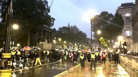 Protesters hold vigil after Gaza hospital blast outside Downing Street in London, UK