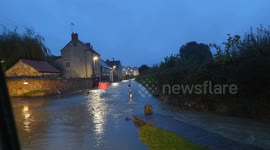 A village just outside of Sheffield, South Yorkshire becoming flooded due to Storm Babat