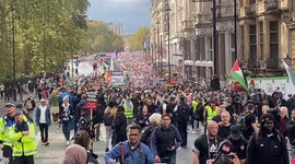 Tens of thousands of people march in central London in support of Palestine