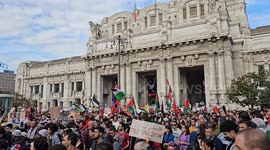 Marcia pro Palestina, Milano. Punto di partenza, stazione centrale. 21 ottobre 2023