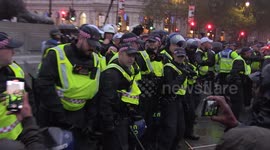 Palestine supporters and police clash at Trafalgar Square, demonstrators launch sticks at officers