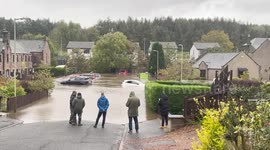 Cars submerged in Dundee, UK as Dighty Water bursts its banks