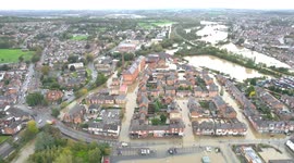 Drone footage shows 'devastating' flooding in village
