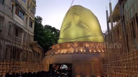 Devotees Visit Durga Puja Pandal in Kolkata, West Bengal, India