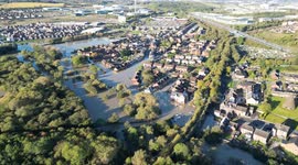 Drone footage shows 'nightmarish' flooding in village as Storm Babet clear up begins