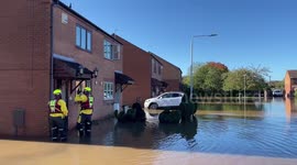 Residents of Retford in Nottinghamshire, UK are evacuated after Storm Babet causes flooding