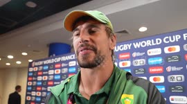 Eben Etzebeth and Vincent Kock react to reaching World Cup final in aris, France
