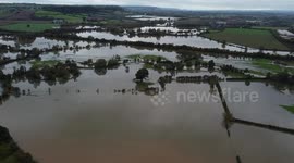 Fields flooded in Leominster after Storm Babet battered the UK
