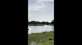 'Water felt like concrete' - Waterskier crashes hard after insane high-speed jump idea backfires
