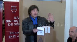 Argentina presidential election: Right-wing populist Javier Milei casts vote in Buenos Aires