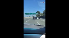 Driver misunderstands the situation when Highway Patrol tries stopping the Traffic