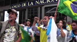 Supporters of candidate Javier Milei in Sao Paulo, Brazil