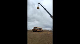 Giant Pumpkin Gets Dropped on School Bus