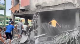 Apartment building destroyed in Khan Yunis in southern Gaza